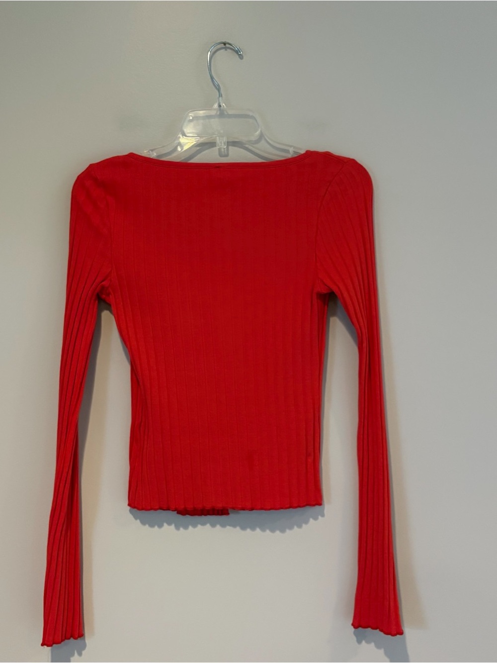 Free People Red Ribbed Button-Down Cardigan Size S - Picture 2 of 6